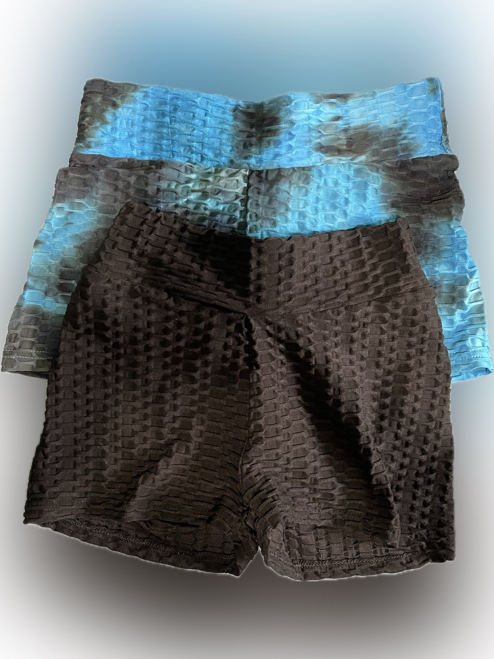 2 Pair of Textured High-Waist Shorts